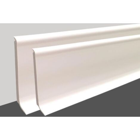 Plinthe PVC Blanche robuste hauteur 8 cm ou 10 cm, Plinthe plastique de longueur 2 mètres, Plinthe vinyle épaisse (Blanc, Hauteur 80 mm x Longueur 8 mètres)