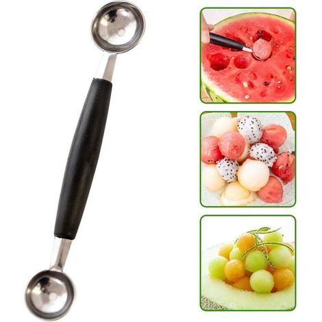 Cuillère À Melon À Billes - Acier Inoxydable - Double Extrémité Pour Fruits Glace Poisson - 18 Cm - 1 Pièce (1/5)
