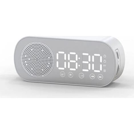 LED-Digitalwecker, verspiegelte Oberfläche, Knopf, Bedienung, Bluetooth 5.0, kabelloser Lautsprecher, MP3-Player, Nachttischuhr (1/5)
