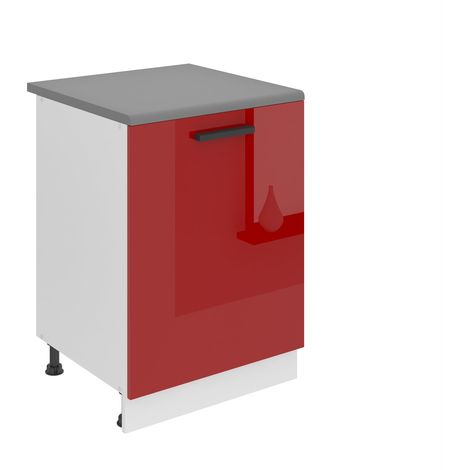 BELINI Meuble Cuisine Bas avec Plan de Travail SD I Meubles de Cuisine - Taille: 51,6 x 60 x 85 cm I Petit Meuble Cuisine - 1 Porte I Couleur : Rouge très Brillant (1/5)