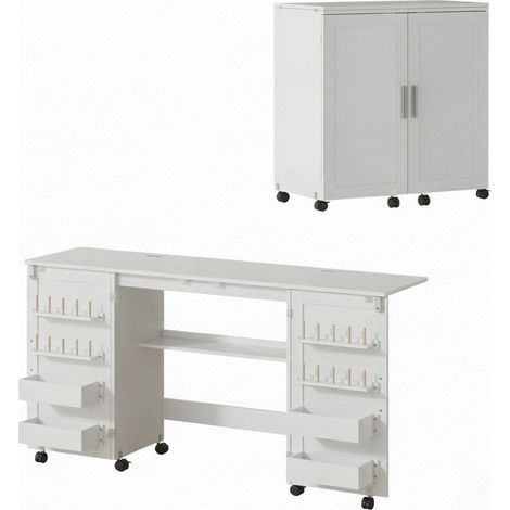 Tavolo pieghevole multifunzione con ruote, 2 ante magnetiche, 4 contenitori e 20 ganci (1/4)