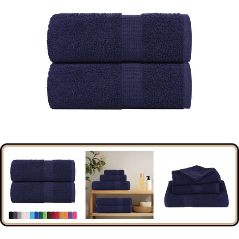 vidaXL Serviettes de visage 2 pcs bleu marine 30x30 cm 100% coton (1/5)