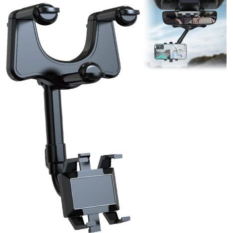 Support Telephone Voiture Retroviseur, 360°Rotatif Rétractable Support Smartphone Voiture, Support Portable Voiture pour Smartphone de 4 à 6,7 Pouces (1/4)