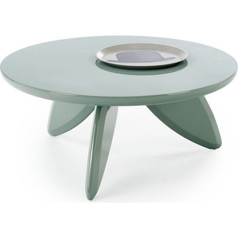 Table basse ronde 80 cm laquée bleu clair ANGELINA (1/5)