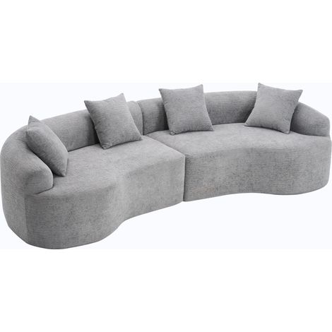 ELVMI Sofá rinconero modular 4 plazas en Chenille, forma curva, en tejido, gris (1/5)