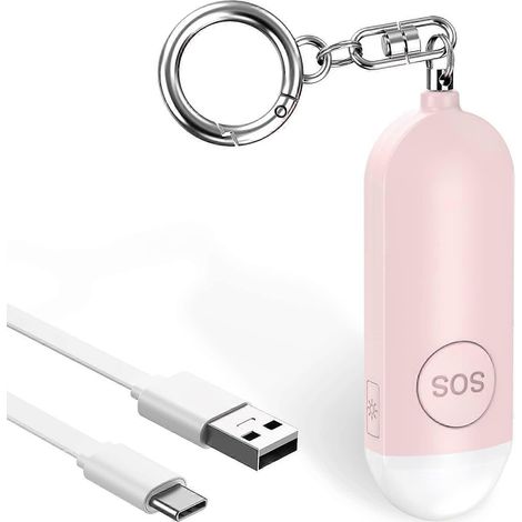 Alarma de bolsillo, alarma personal de emergencia de 130 dB con señal de destello de linterna antiagresión, recargable por USB, lámpara LED, alarma de seguridad para mujeres/niños/Electricidad (1/5)