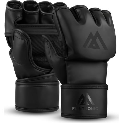 Gants MMA, Gant Boxe Karaté, Gants de Combat en Cuir, Paume Ventilée, Support de Poignet Ajustable, pour Kickboxing, Mixtes, Arts Martiaux, Muay Thai, Sac de Frappe (1/5)