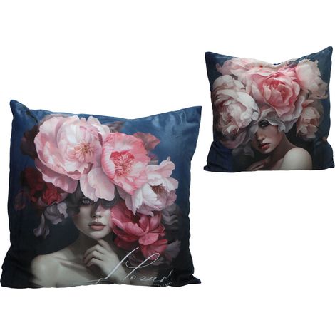 Carmani, almohada con relleno/cremallera - L. Lozano, Flores en la cabeza