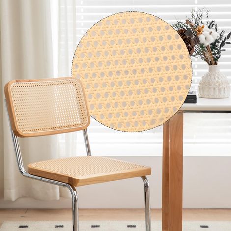 Lot de 2 chaises de salle à manger, fauteuils en velours et rotin, pieds chromés, design moderne style Breuer, sièges rembourrés pour salon, cuisine et bureau (1/5)
