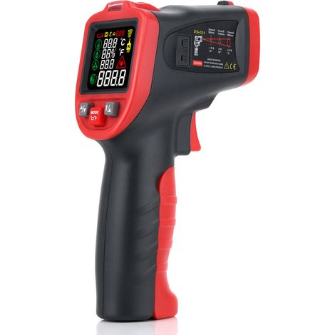 Professionelles Infrarot-Laserthermometer -50 °C bis 850 °C mit Typ-K-Klemmthermoelement, berührungsloses Thermometer zur Temperaturmessung in Küche, Heizung/Klima/Lüftung, Industrie und Haushalt