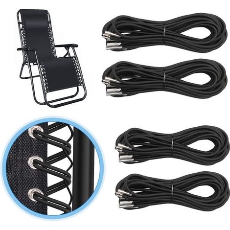 4 pièces - cordons de rechange - 1,4 m et 2,2 m - corde de rechange pour chaise longue - corde de rechange pour la chaise - cordons élastiques de rechange - accessoires pour chaises longues - pour cha (1/5)