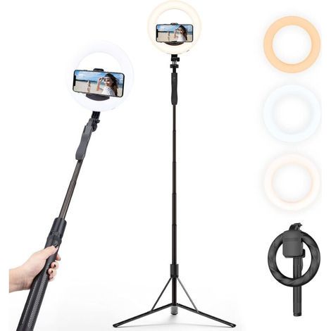 Wiederaufladbare 8-Zoll-Ringleuchte mit 160-cm-Stativ für Mobiltelefone [Neu 2021] Tragbare kabellose Schreibtischlampe Universelles Fülllicht für Live-Streaming, l (1/5)