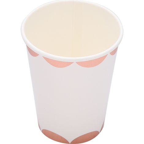 Gobelets en papier à rayures or rose, pailles, vaisselle jetable pour décoration de fête d'anniversaire (4) (1/5)