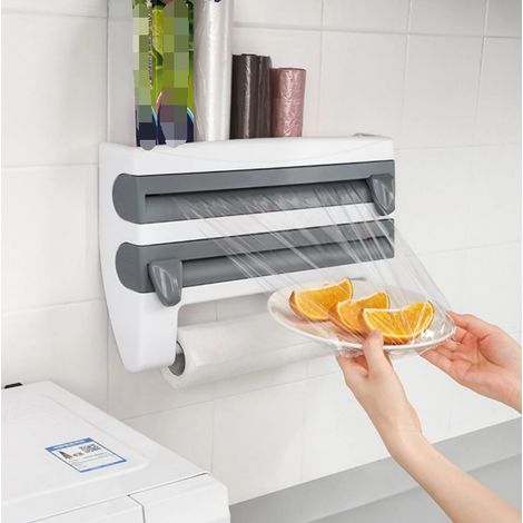 Wandmontierter Papierhandtuchhalter, dreiteiliger Papierhandtuchhalter, Aluminiumfolienspender, Papierrollenhalter, Aluminiumfolienschneider
