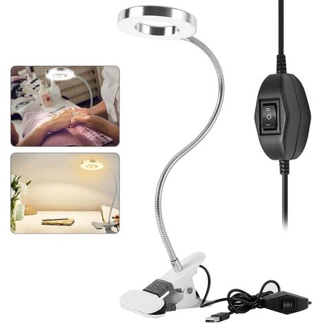 Lampe de table LED, 8W, 48 diodes, USB, à pince, pour table de chevet, bureau, salon ou décor.-AquaForge (1/5)
