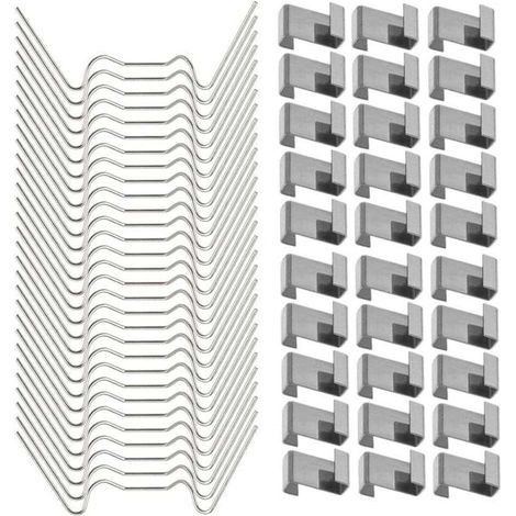 100 Pcs Clips de Fixation pour vitre de Verre à Effet de Serre en Acier Inoxydable (avec 50 Clips de Fil W pour vitrage en Serre et 50 Clips de chevauchement en Z pour vitrage de Serre) (1/4)