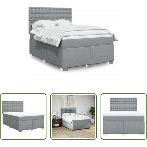 vidaXL Matelas à ressorts ensachés -  Sommier à lattes de lit avec matelas Gris clair 140x190cm Tissu (1/5)