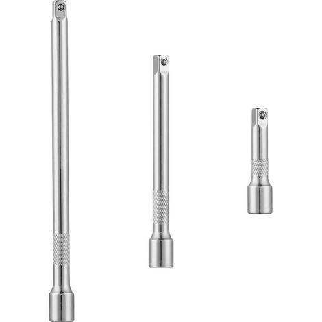 Verlengstang 3/8 - 75 mm 150 mm 250 mm - Pour Clés À Douille Et Clés Dynamométriques - Set De 3 Pièces (1/4)