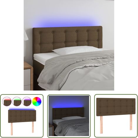 The Living Store Tête de lit à LED Marron Foncé 90x5x78/88 cm Tissu - Tête De Lit Led - Tête De Lit Moderne - Tête De Lit Rembourrée - Éclairage Led - Têtière De Lit (1/5)