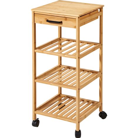Bambus Küchenwagen FERO, 4 Ebenen mit Schublade, 30 x 30 x 73 cm, Bambus (1/3)