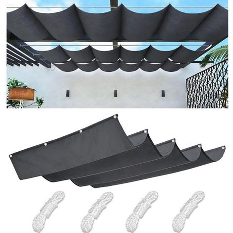 Ausziehbare, wellenförmige Markise, wasserdichtes Vordach, Markisenabdeckung, Sonnenschutz aus Polyester, für Terrasse/Carport, 100 x 3000 cm, du (1/5)