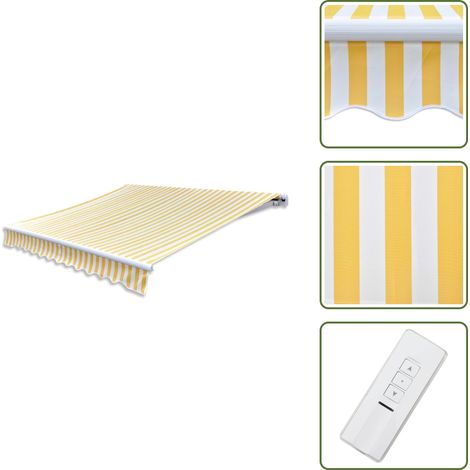 Gelenkarmmarkise Motorisiert 400 cm Gelb/Weiß - Markise - Sonnensegel - Gartendeckenschirm - Aluminiummarkise - Gelbe Markise (1/5)