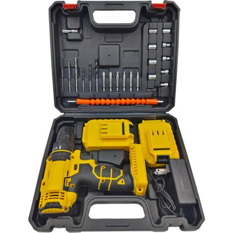 Perceuse Visseuse Sans Fil 21V, Perceuse à Percussion 2 Vitesses avec 2 Batteries Lithium et Chargeur, Tournevis Électrique Multifonction pour Bricolage