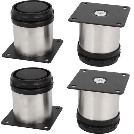 Juego de 4 patas de acero inoxidable para muebles de cocina, patas ajustables para muebles, patas para sofá, 50 x 50 mm (1/5)