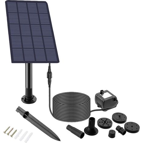 Pompe à eau solaire pour fontaine extérieure, pompe à eau solaire 2,5 W pour fontaines, étang, kit avec piquet, pompe à énergie solaire pour bain d'oiseaux, étang, jardin, arrièrecour, piscine
