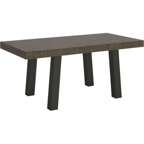 Table à manger rectangulaire bois foncé et pieds métal anthracite Bidy 180cm (1/3)