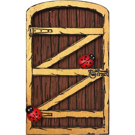 Porte féerique décorative en bois pour jardin, portail miniature créatif avec ornements naturels, accessoire d'extérieur rustique et charmant pour aménagement paysager (1/5)