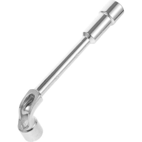 L Clé à Douille Coudée Réglable 21mm en Acier Chrome-vanadium Double Extrémité, Argenté, pour Réparation Automobile et Moto, Entretien des Roues, Usage Fiable (1/5)