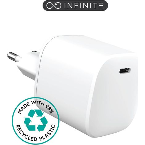 Caricabatterie USB-C GaN eSTUFF INFINITE EU PD 45W, bianco, plastica riciclata al 98%, ES637045