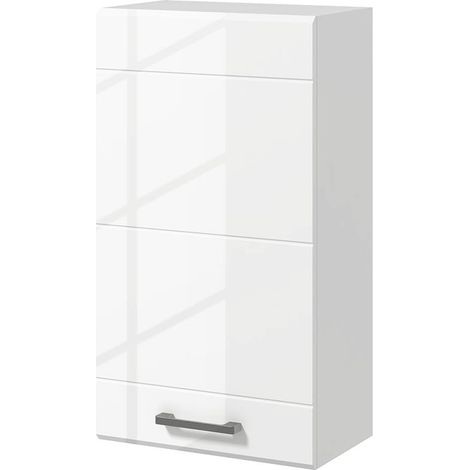 MOBILETTO BAGNO IN MDF A MURO CON 3 RIPIANI E RIPIANO SUPERIORE REGOLABILE. 37X22.5X70 CM. BIANCO (1/5)