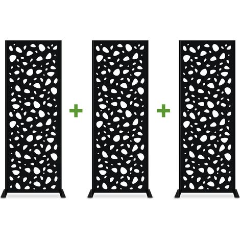 Lot de 3 panneaux décoratifs SUNNY Noir H.160cm motifs intégral (1/5)