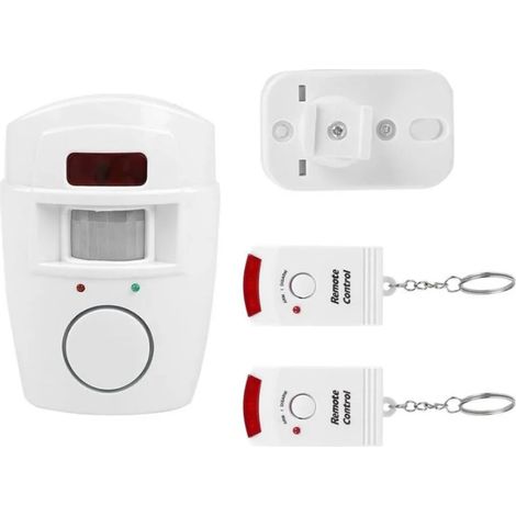 Alarme de détection de Mouvement sans Fil pour abri de Jardin - Sécurité à Domicile - Alimenté par Batterie - pour garages d'été, avec 2 x télécommande (1/4)