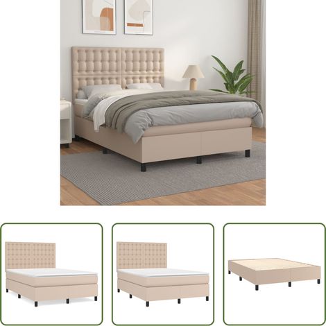 vidaXL Taschenfederkern Matratze - Boxspringbett Matratze Cappuccino-Braun 140x190cm Kunstleder (1/5)