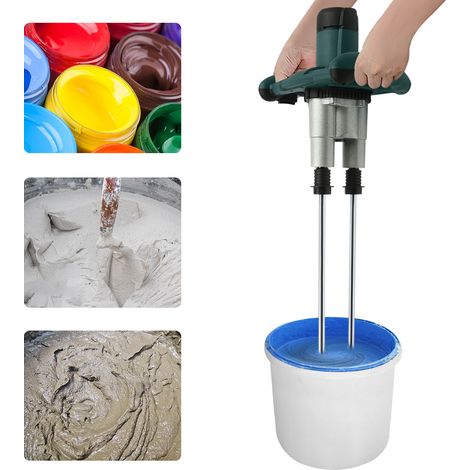 2800 W Mélangeur à mortier, mélangeur de couleur, batteur à béton à 2 niveaux, batteur manuel pour béton, peinture, bitume etc., 6 niveaux en option vert