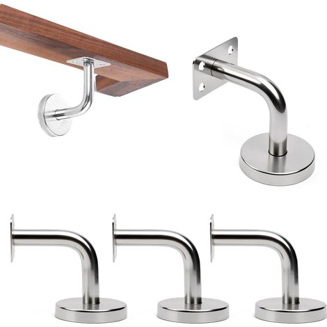 Lot de 4 Supports de Main Courante Inox – 60 x 60 mm, Fixation Murale pour Main Courante Carrée ou Rectangulaire en Bois ou Inox, Escalier Intérieur/Extérieur, Visserie Incluse (1/5)