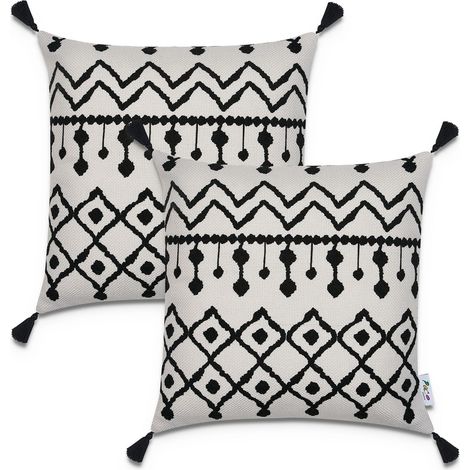 Paco Home Funda Cojín Decoración Motivo Escandinavo Juego 2 Fundas Sofá Decorativo Blanco 2, 2pcs-Set (1/4)