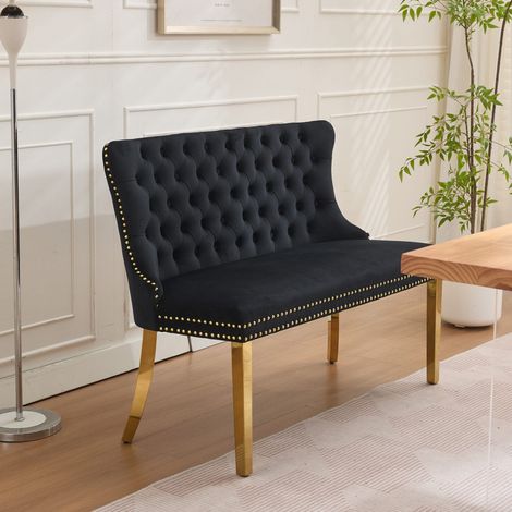 Sedia in velluto nero imbottita con schienale alto OKMYHOME (1/5)