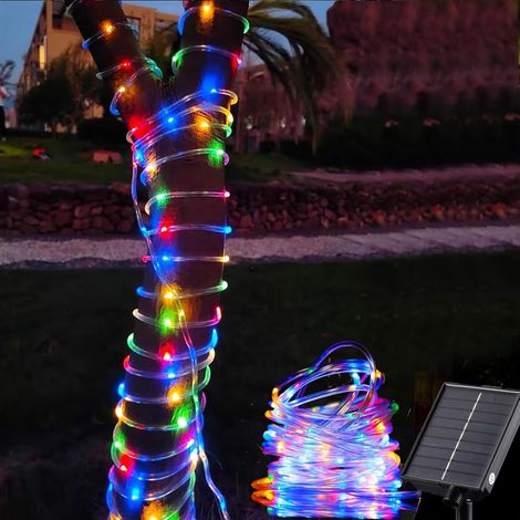 Luci solari da esterno, 12 m, 100 LED, 8 modalità, resistenti alle intemperie, per la decorazione di giardini e balconi, colorate