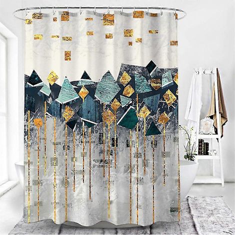 Rideau de douche 180x200 cm imperméable beige pour salle de bain (1/3)