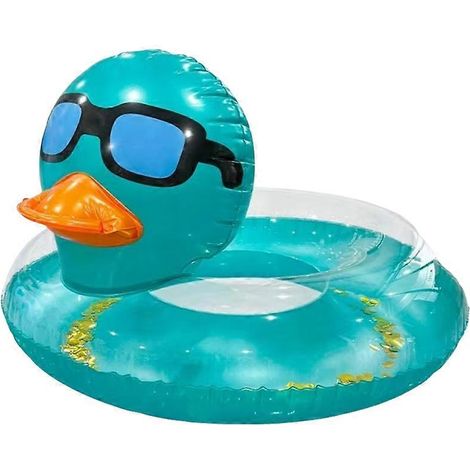 Bouée gonflable en forme de canard avec des paillettes, pour la piscine, la plage et les fêtes aquatiques.-AquaForge (1/4)