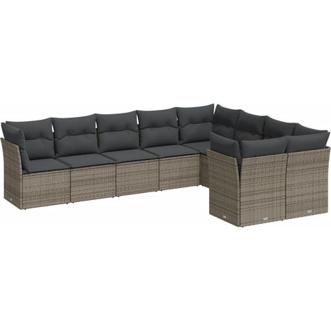 Maison Exclusive - 9-tlg. Garten-Sofagarnitur mit Kissen Grau Pol