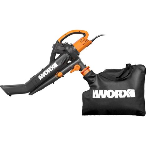 Worx – Broyeur électrique aspirateur souffleur 3000W WG505E – Vitesse de soufflage 335 km/h – Sac de ramassage 45L – Pour débris et feuilles (1/5)