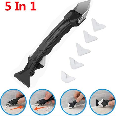 Scellant de dissolvant de Silicone 5 en 1, racloir lisse, Kit de finition de calfeutrage, outils de démoulage de sol, (1/5)