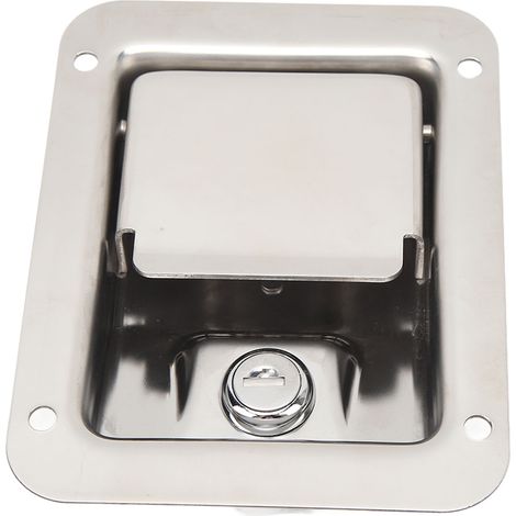 Verrou de porte de remorque à clé, verrou de poignée de porte en acier inoxydable, verrou de coffre à outils pour camping-cars, camions et remorques (1/5)