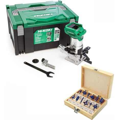 HiKOKI 1/4"" Router M1808DAJ2Z 18V Brushless Laminate Trimmer Bare Unit + Bit Set (1/5)