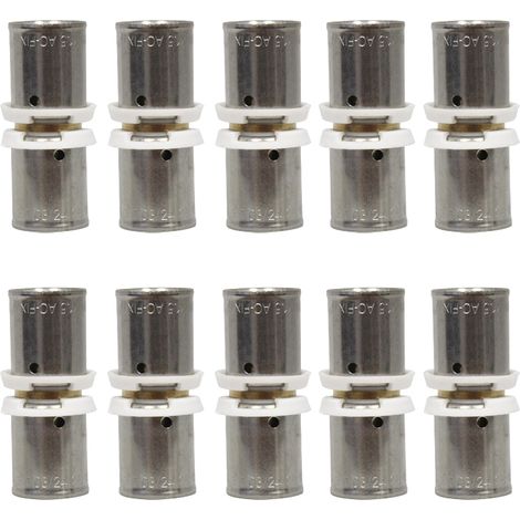 Ibp Bänninger – Lot de 10 raccords manchon PER à sertir égal Ø16x1,5 – Raccordement pour eau chaude sanitaire et chauffage – Compatible avec pince à sertir RF, H, U
